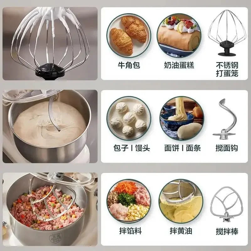 Máquina de chef, batidora de masa doméstica, máquina amasadora, batidora de masa, batidora de huevos multifunción, totalmente automática