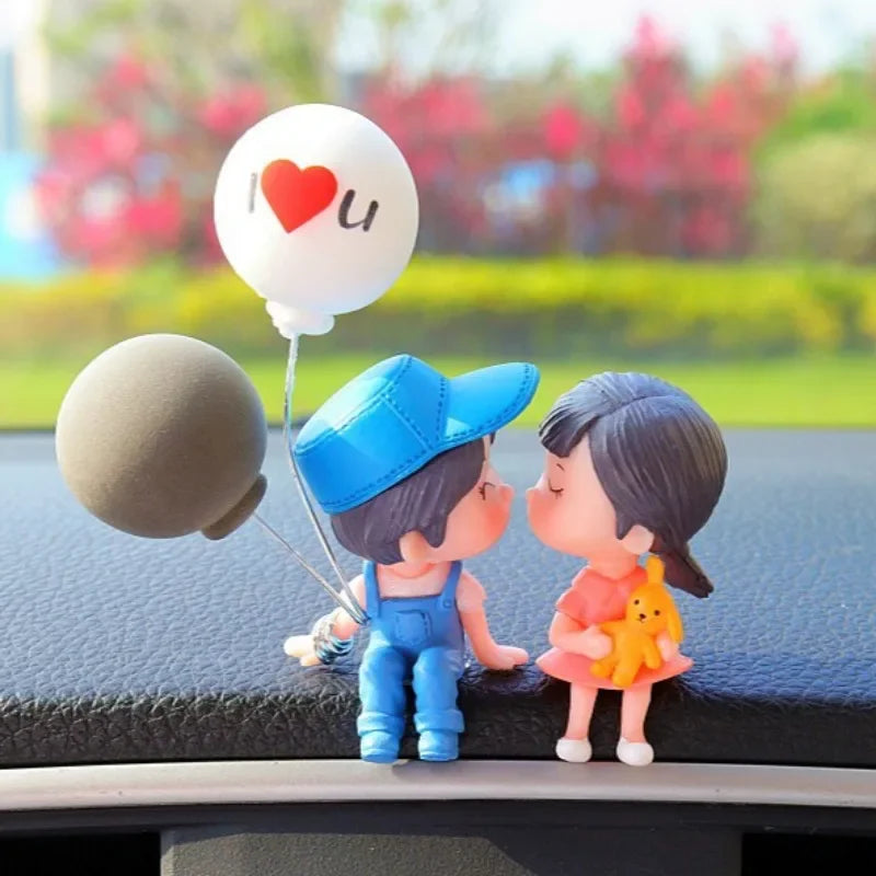 Lindos adornos de pareja para coche, decoración de interiores, manualidades, escritorio de oficina, globos, adornos de pareja, decoración de figuras para panel de instrumentos