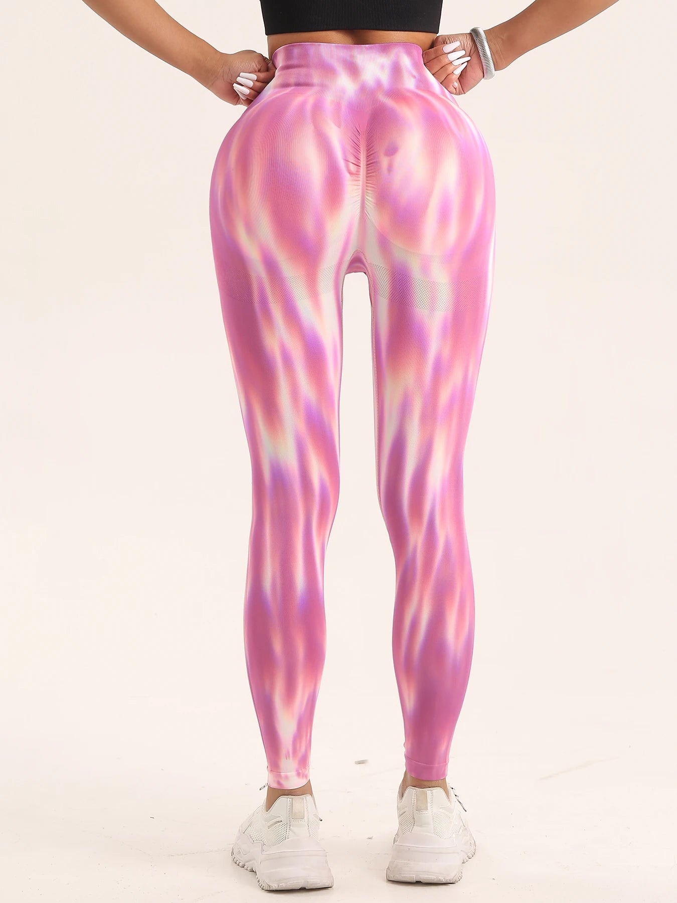 Women's Aurora Tie Dye Leggings High Waisted Butt Lifting Seamless Workout Tight Pants Comfort&Stretchy Fitness Yoga Leggings