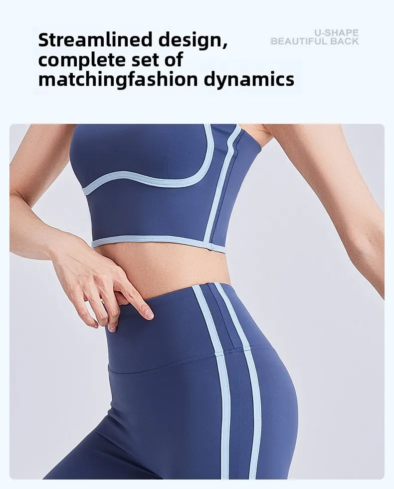 Nuevo traje deportivo para mujer, con efecto push-up, chaleco con tirantes ajustables, cintura alta, micropantalón y traje de yoga de alta elasticidad.