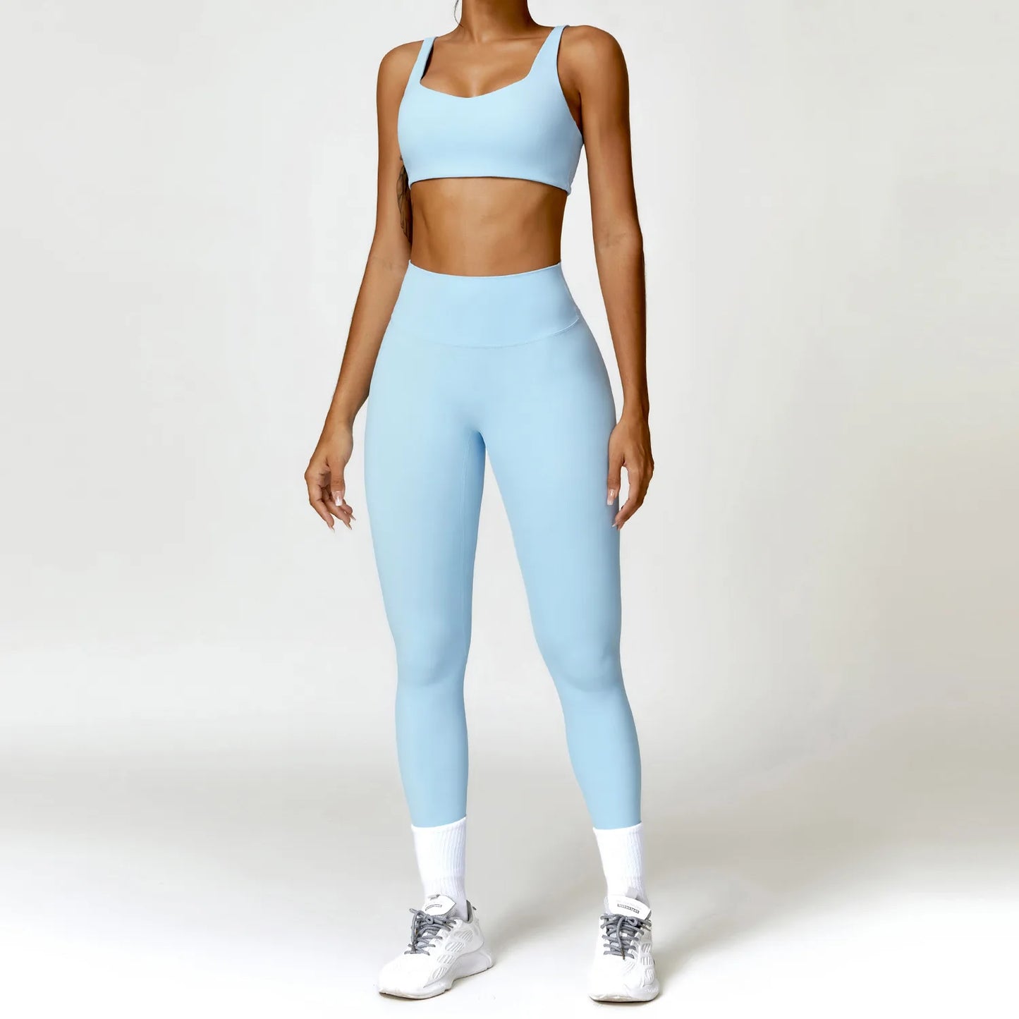 Conjunto de chándal de yoga para mujer, 2 piezas, ropa deportiva para entrenamiento, ropa deportiva, leggings de gimnasio, sujetador de fitness, top corto, trajes deportivos de manga larga