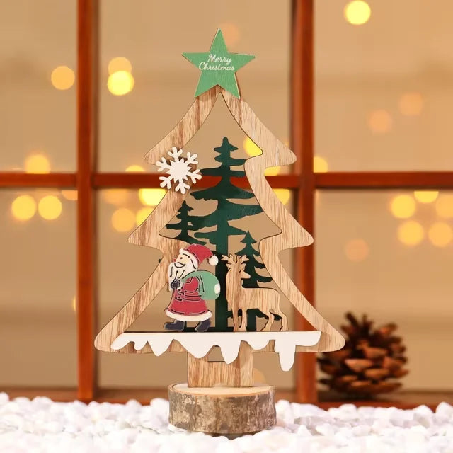 Decoración navideña DIY, manualidades de madera, adornos creativos, Papá Noel, muñeco de nieve, reno, decoración de escritorio navideña, regalos