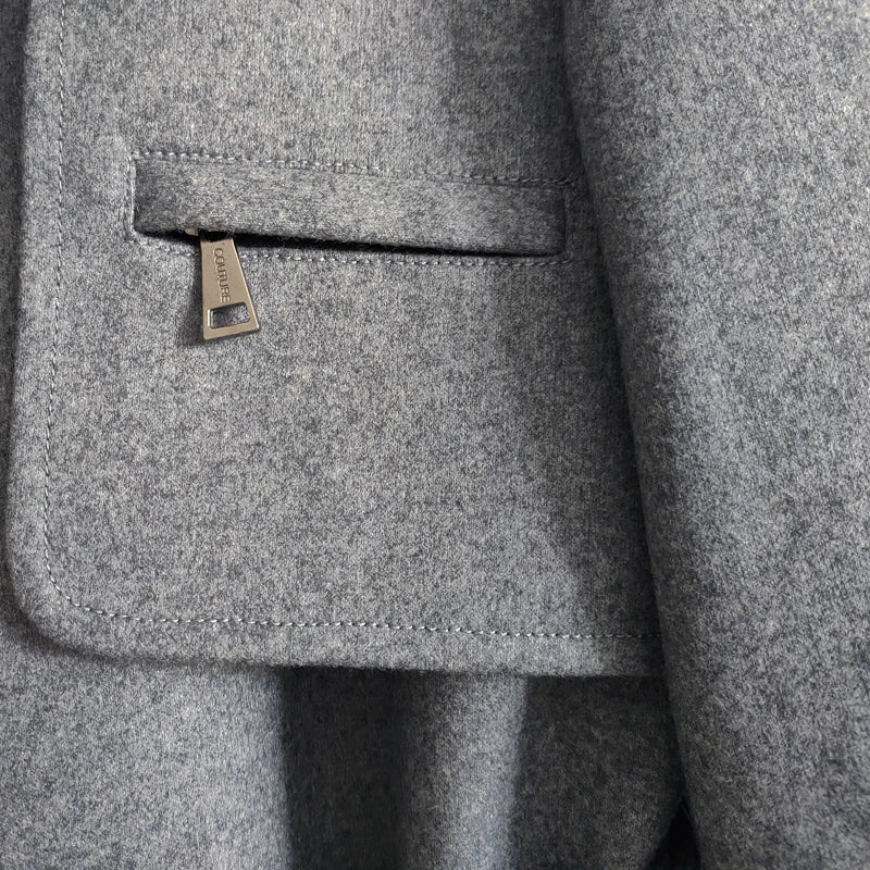 Gabardina cruzada de otoño para hombre, mezcla de lana de invierno, de alta calidad, a la moda, con cremallera, informal, ajustada, de color liso.
