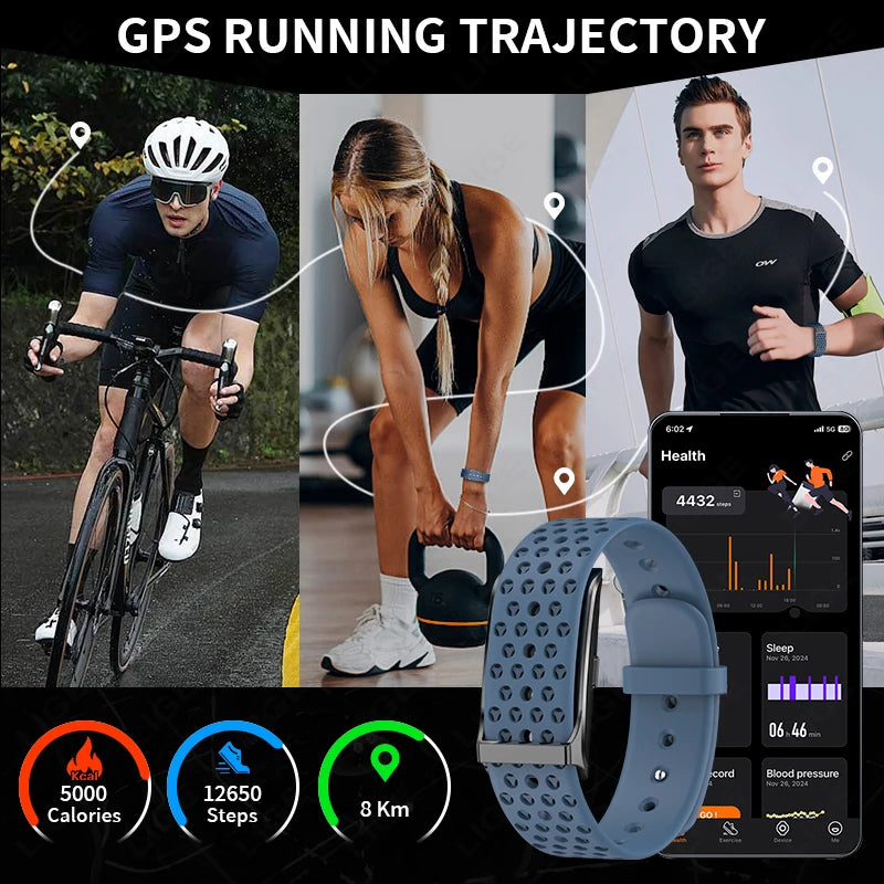 LIGE - Pulsera inteligente sin pantalla para hombre y mujer, con monitor de ritmo cardíaco, presión arterial, sueño, podómetro, rastreador de actividad física, 2025