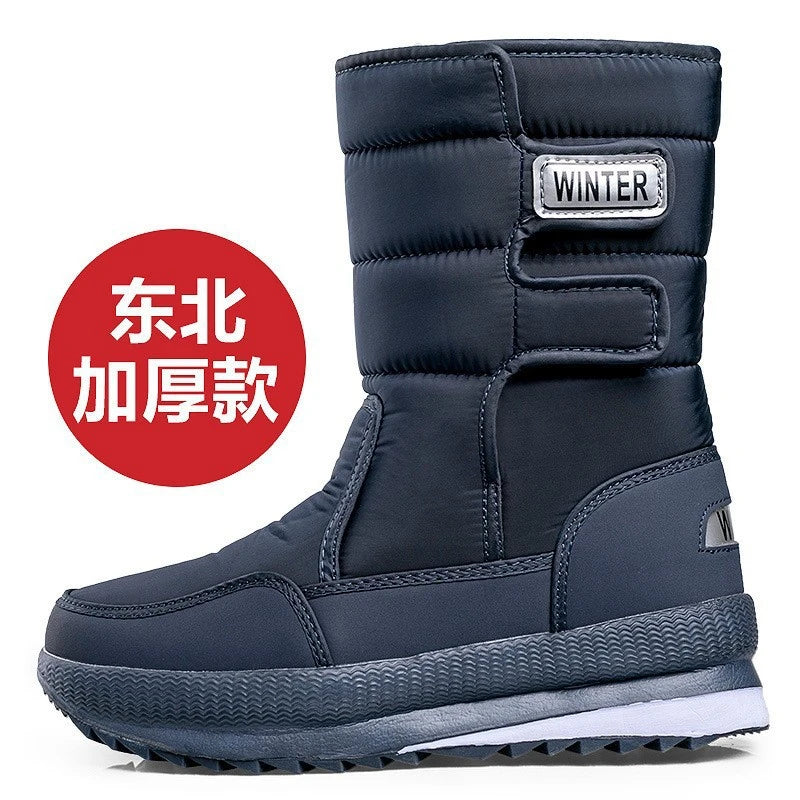 Botas de nieve gruesas, antideslizantes, cálidas, de terciopelo, para hombre y mujer, de algodón, para invierno.
