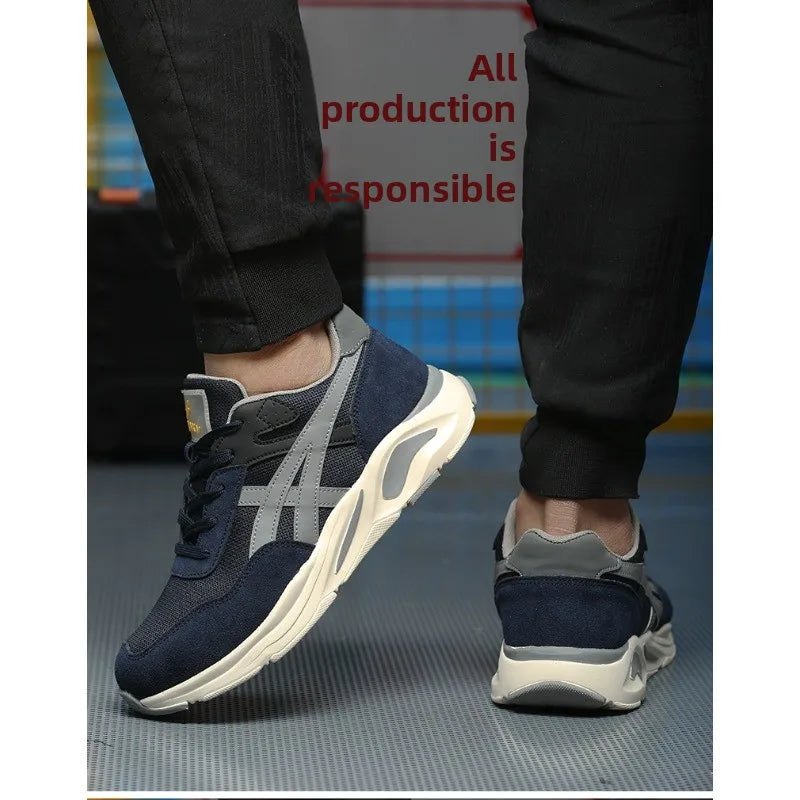 Nuevos zapatos de protección laboral ligeros y transpirables para hombres y mujeres, con puntera de acero antiaplastamiento y antipinchazos.