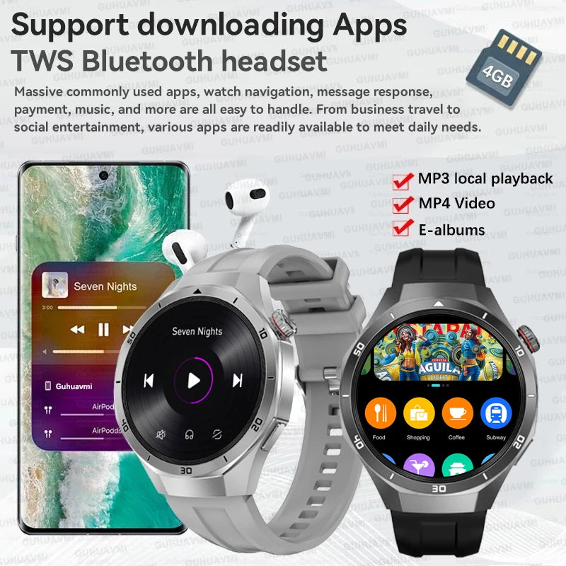 Reloj inteligente HUAWEI DT5 Pro con memoria de 32 GB, música local, llamadas Bluetooth, rastreador GPS, brújula, menú 3D, Bluetooth, para hombres y mujeres (2025)