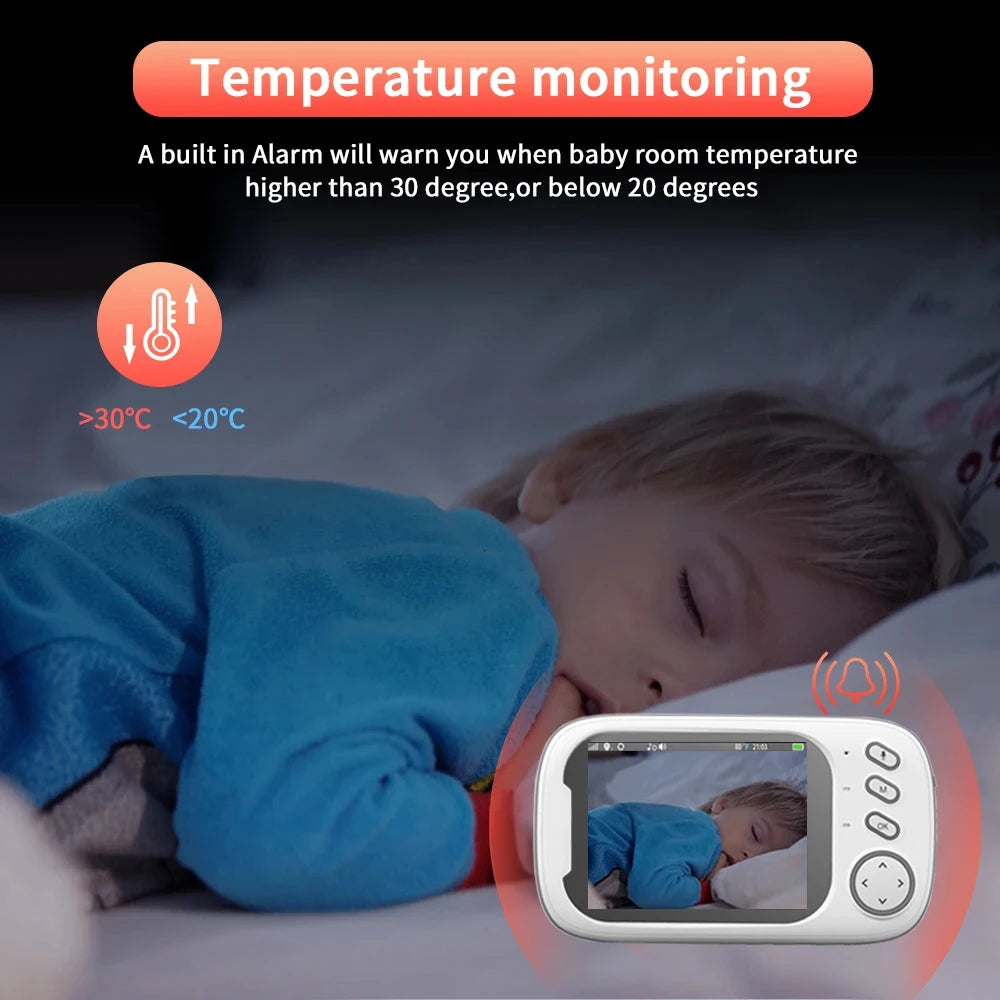 Monitor de bebé inalámbrico Cdycam de 3,5 pulgadas con visión nocturna, monitoreo de temperatura, audio bidireccional, cámara de seguridad para niñera.
