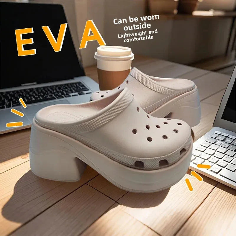 Sandalias cómodas de EVA con tacón grueso y diseño de sirena para mujer, antideslizantes, informales, para playa y exteriores