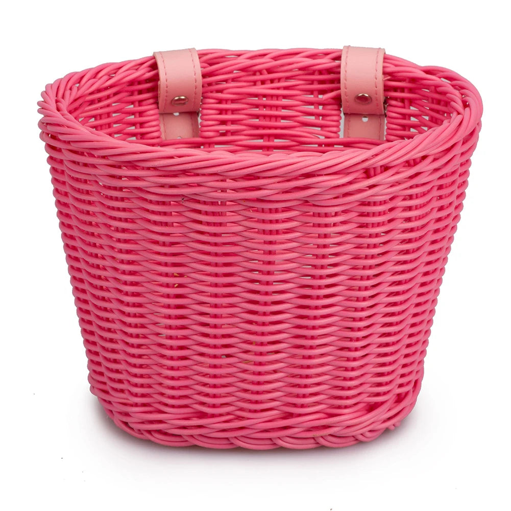 Conjunto de cesta de bicicleta para niños, timbre, borla y pegatinas. Cesta de bicicleta de ratán tejida a mano para manillar delantero. Accesorios de ciclismo.