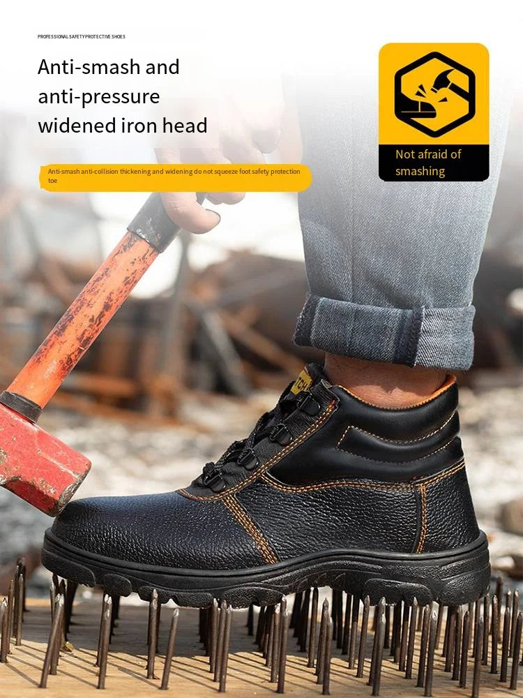 Calzado de seguridad cómodo, resistente a pinchazos, con puntera de acero, para hombre. Resistente al agua, antideslizante y resistente a la abrasión.