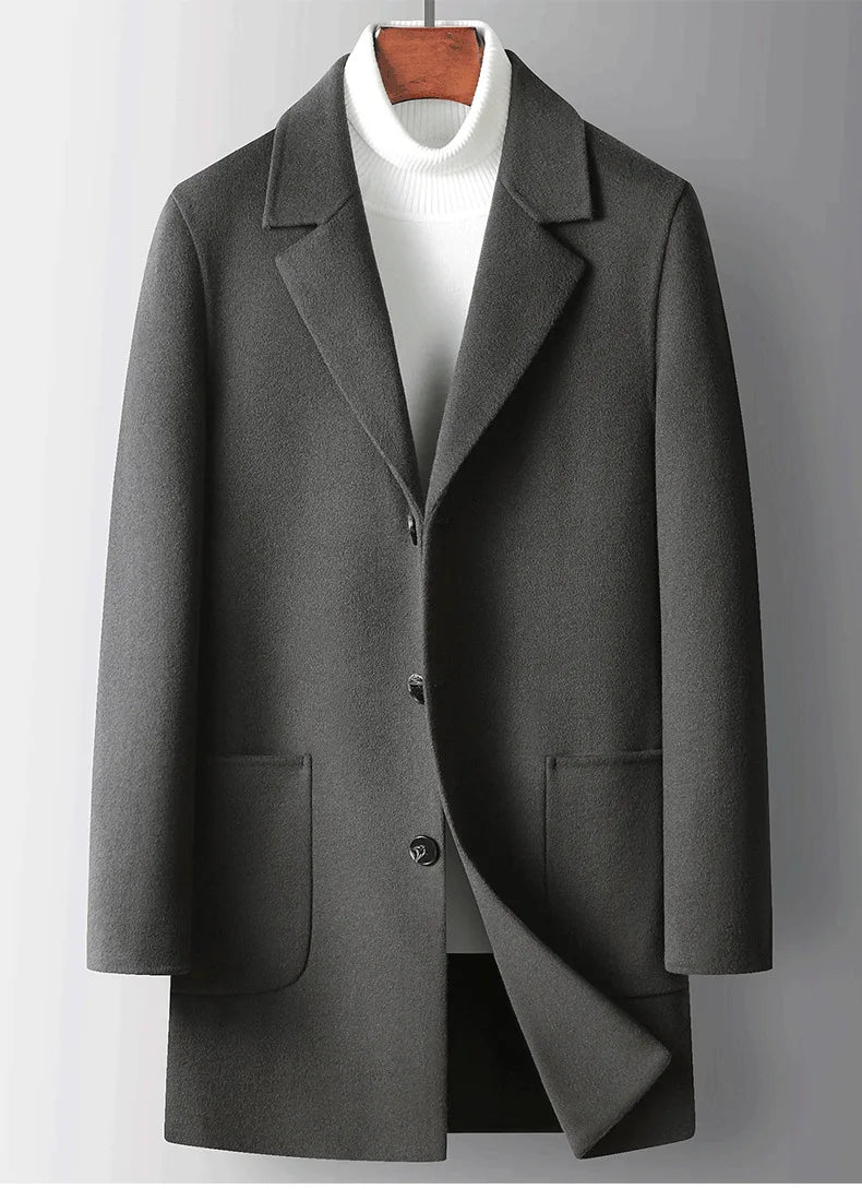 Brand Top Quality Double-Sided Woolen Men's Coat Autumn Winter Business Casual 71.8% Wool Male Medium Long Hommnre Coat