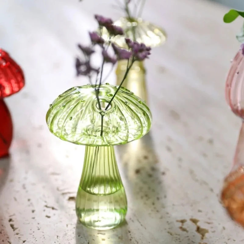 Jarrón de cristal transparente con forma de hongo, botella para aromaterapia, jarrón pequeño para el hogar, maceta hidropónica, decoración de mesa sencilla, decoración del hogar