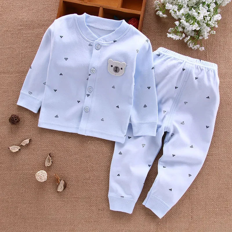 Ropa de bebé, ropa interior, camisetas y pantalones para niños, pijama para recién nacidos, conjuntos de algodón 100 % para el hogar, ropa cálida de otoño para niños y niñas.