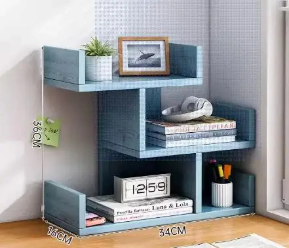 Estantería de escritorio para libros, estantería de almacenamiento y escritorio para el hogar, estantería pequeña para dormitorio, oficina, estante simple de varias capas