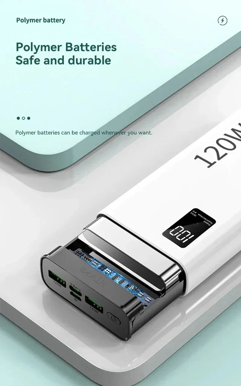 Banco de energía Xiaomi de 500.000 mAh y 120 W, carga ultrarrápida, gran capacidad, para iPhone, Samsung y Huawei.