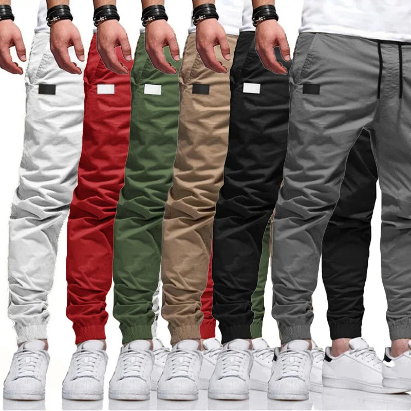 Y2K Autumn New Men Solid Color Long Cargo Pants Sweatpants Mens High Quality Casual Joggers White Sports Pants Designer Clothes