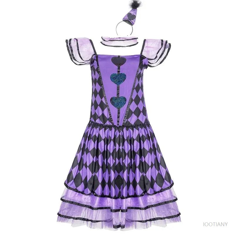 Halloween Carnival Performance Funny Naughty Purple Clown Costume Circus Horror Ghost Role Play Costume