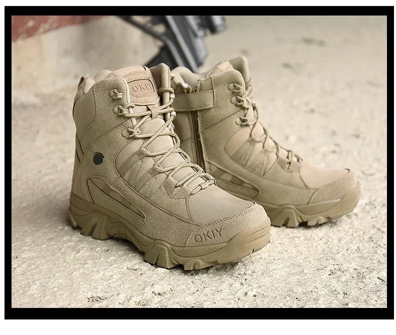 2024 Fashion Men's Desert Combat Boots Outdoor Leather Hiking Shoes Men Hunting Work Safty Boots Men's Short Boots ankle boots