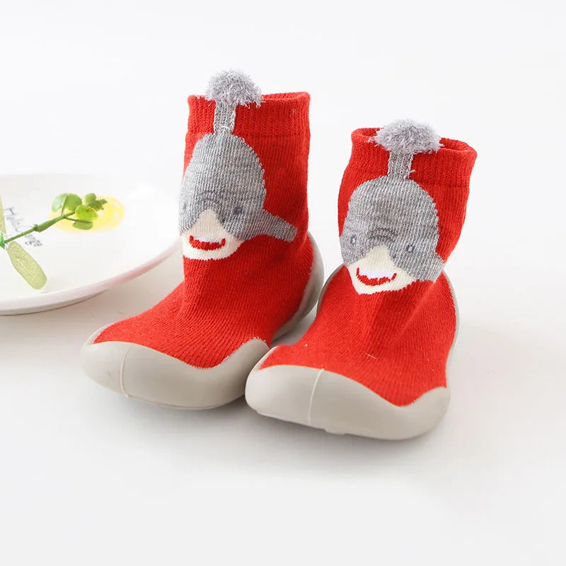 Zapatos para bebés, primeros pasos, para niños y niñas, suela de goma suave antideslizante, zapatos casuales descalzos, botines de punto