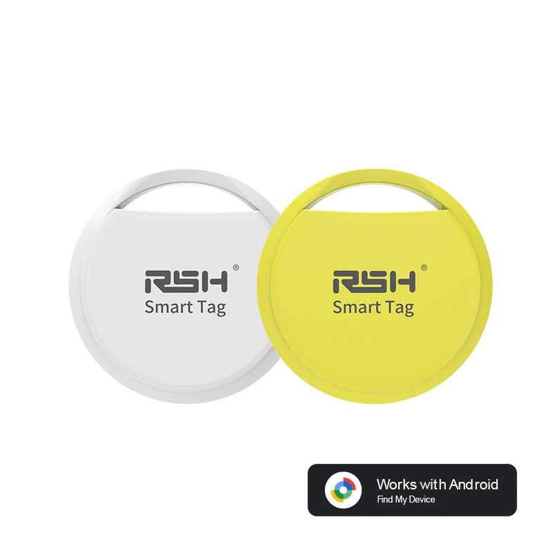 Rastreador GPS Bluetooth original de la marca RSH para teléfonos Android. Funciona con la aplicación Google Find My. Buscador de llaves para mascotas para Xiaomi y Samsung Pixel.