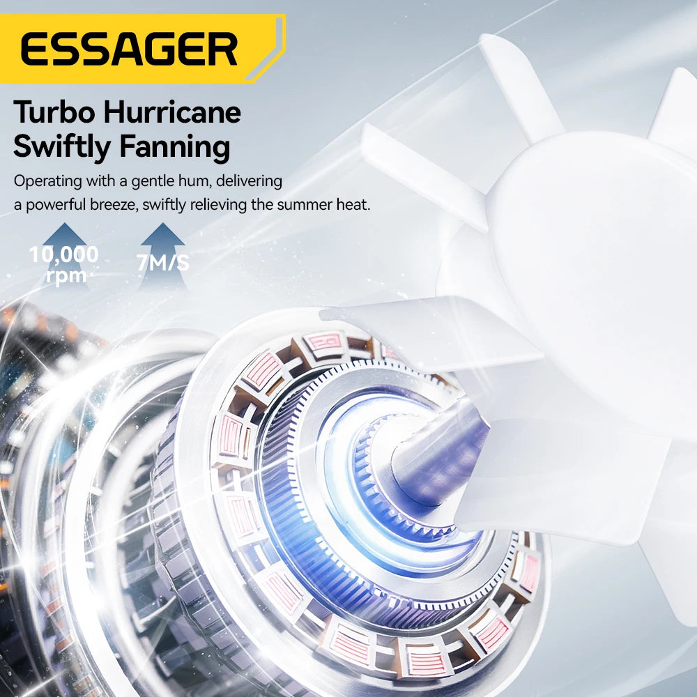 Mini ventilador portátil plegable Essager USB de mano, pantalla digital de 100 velocidades con linterna, refrigeración y refrigeración