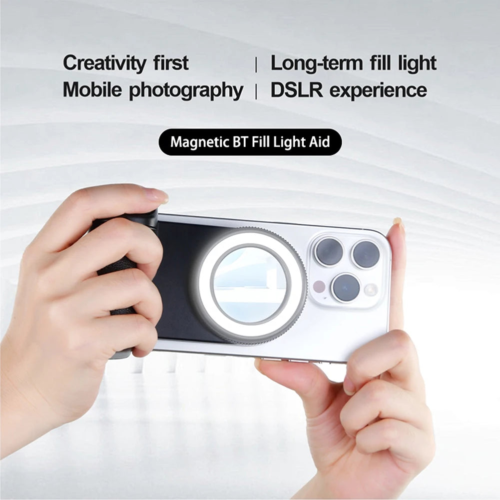 Estabilizador de fotos para cámara con obturador compatible con Bluetooth Magsafe, luz de relleno y espejo reflectante para Android, iPhone 16, 15 y 14