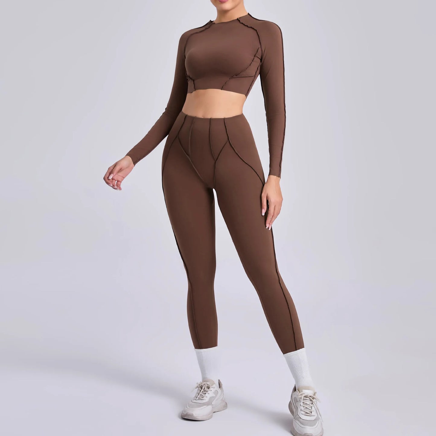 Yoga Set Workout Tracksuits 2 Pieces Gym Clothes Sportswear Yoga Suits For Women Fitness Set Sports Long Sleeved Gym Leggings