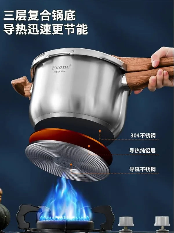 Olla a presión de acero inoxidable 304, tamaño pequeño, con fondo reforzado, segura y antiexplosión, compatible con gas e inducción, nuevo modelo.