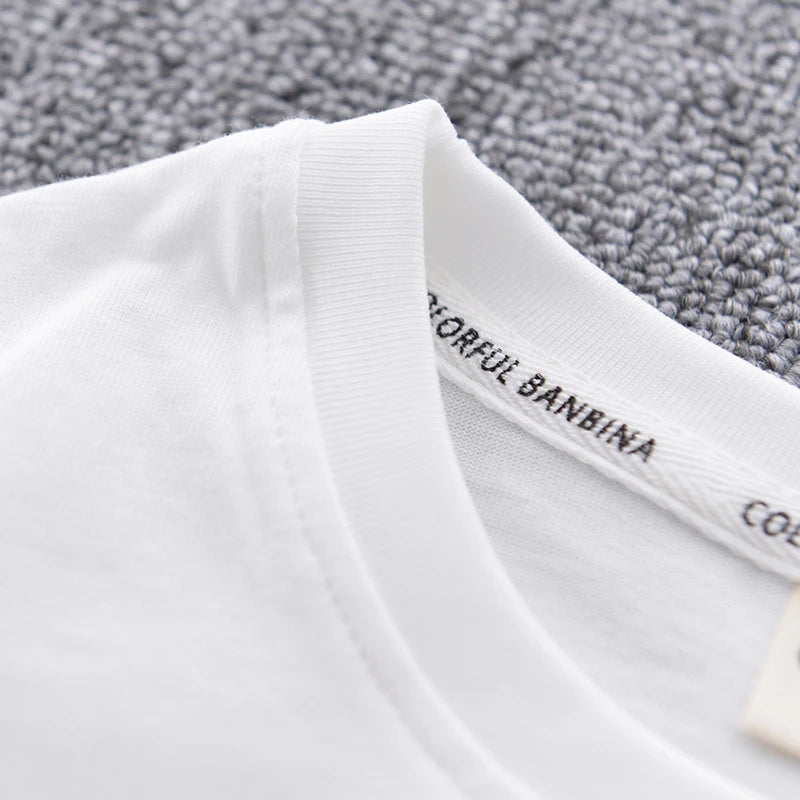 Ropa para niños 2025, artículo nuevo, camisa de manga corta con estampado de animales pequeños y algodón puro