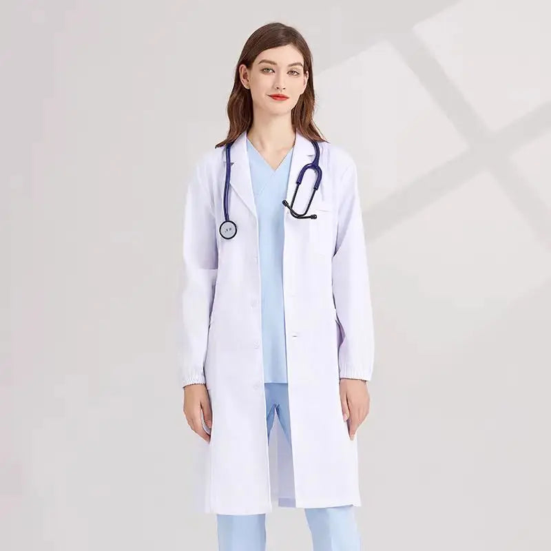 Bata médica blanca de algodón para mujer y hombre, bata de laboratorio para científicos, bata de médico, bata de laboratorio para hospital, estudiantes, escuela, cosplay, bata de comida