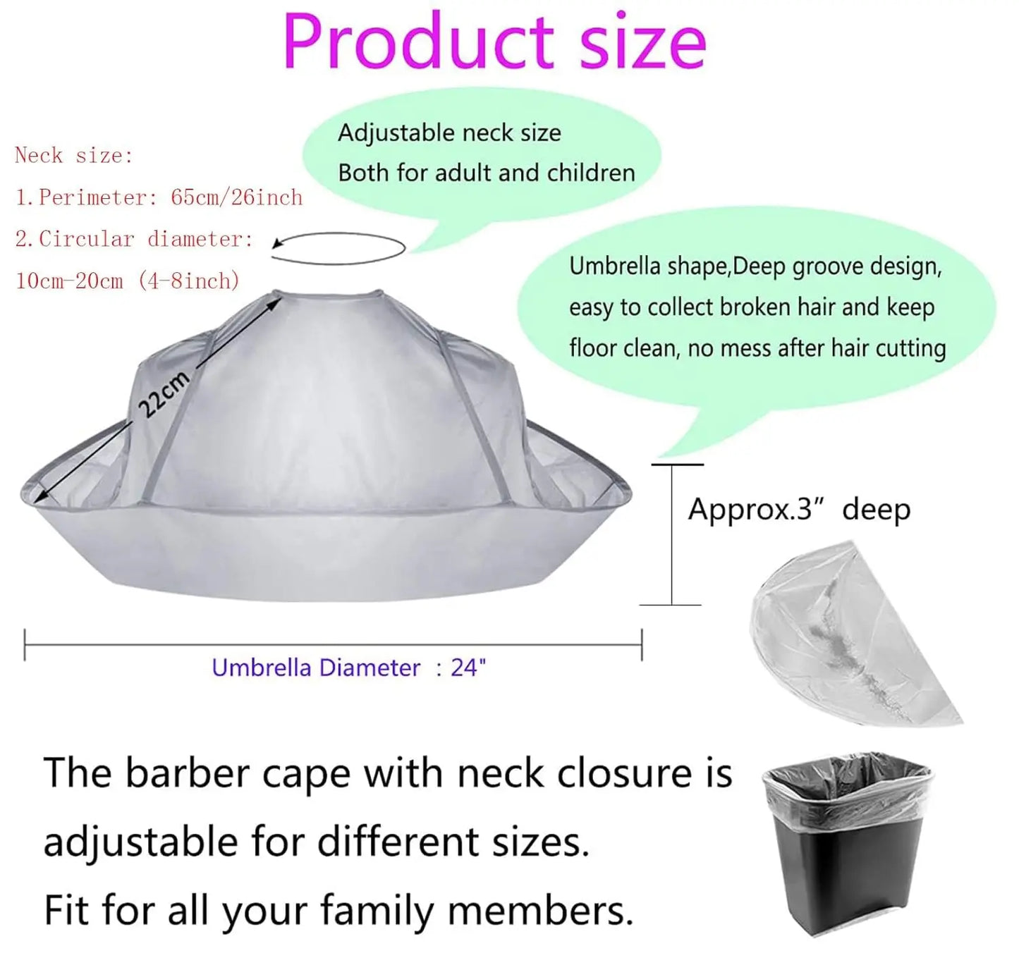 Capa para cortar el pelo, capa de barbero, recogedor de pelo, herramientas para cortar el pelo, paraguas, capa de salón de peluquería