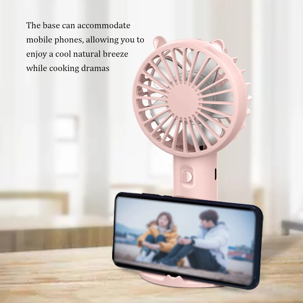 Ventilador portátil recargable por USB, ventilador de escritorio con base, pequeño ventilador de maquillaje para pestañas, para mujeres y niñas, para exteriores, oficina, color blanco