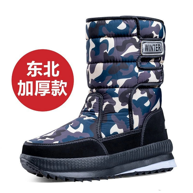 Botas de nieve gruesas, antideslizantes, cálidas, de terciopelo, para hombre y mujer, de algodón, para invierno.