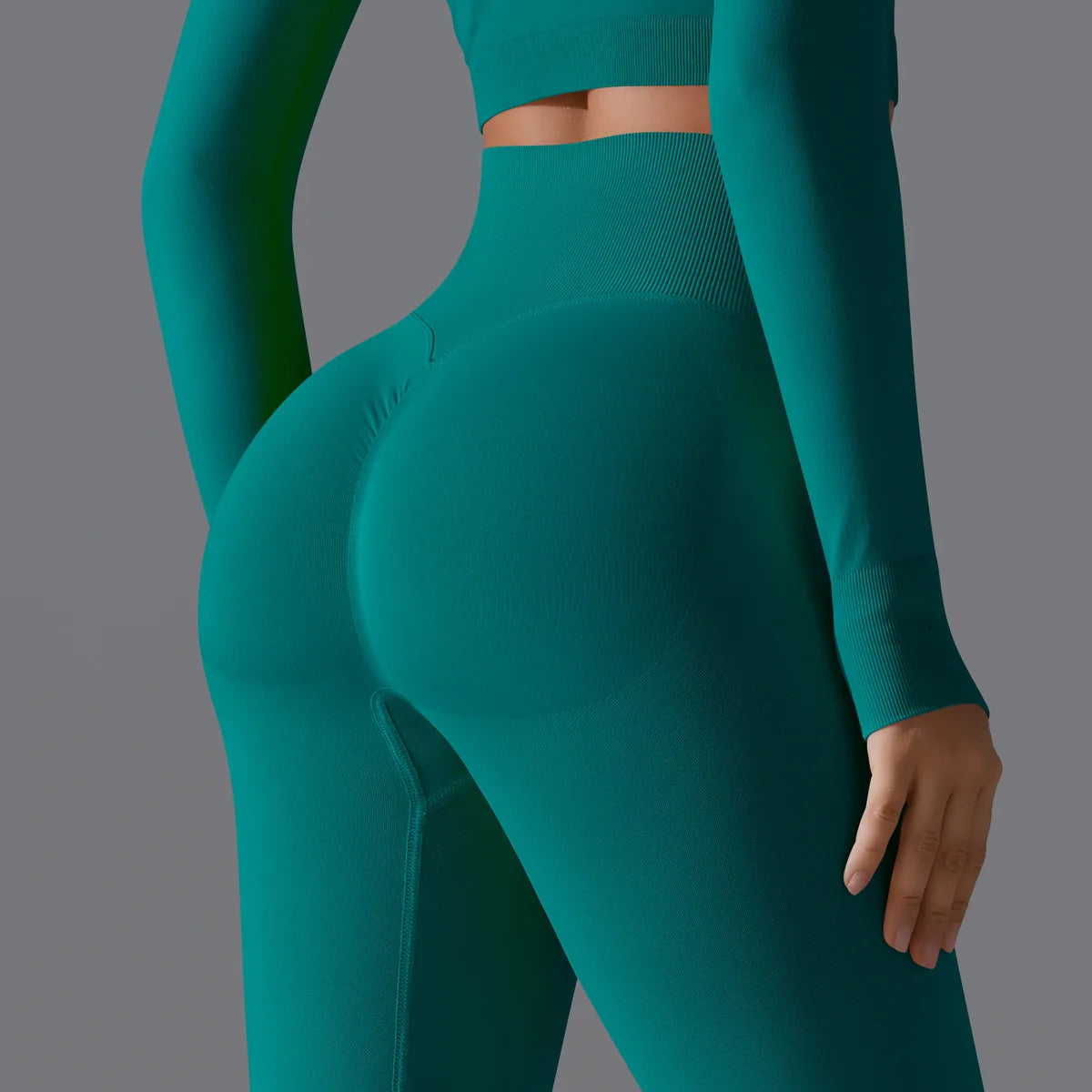 Leggings deportivos de yoga para mujer, sin costuras, cintura alta, elásticos, color sólido, para gimnasio, correr, secado rápido, realce y efecto moldeador.