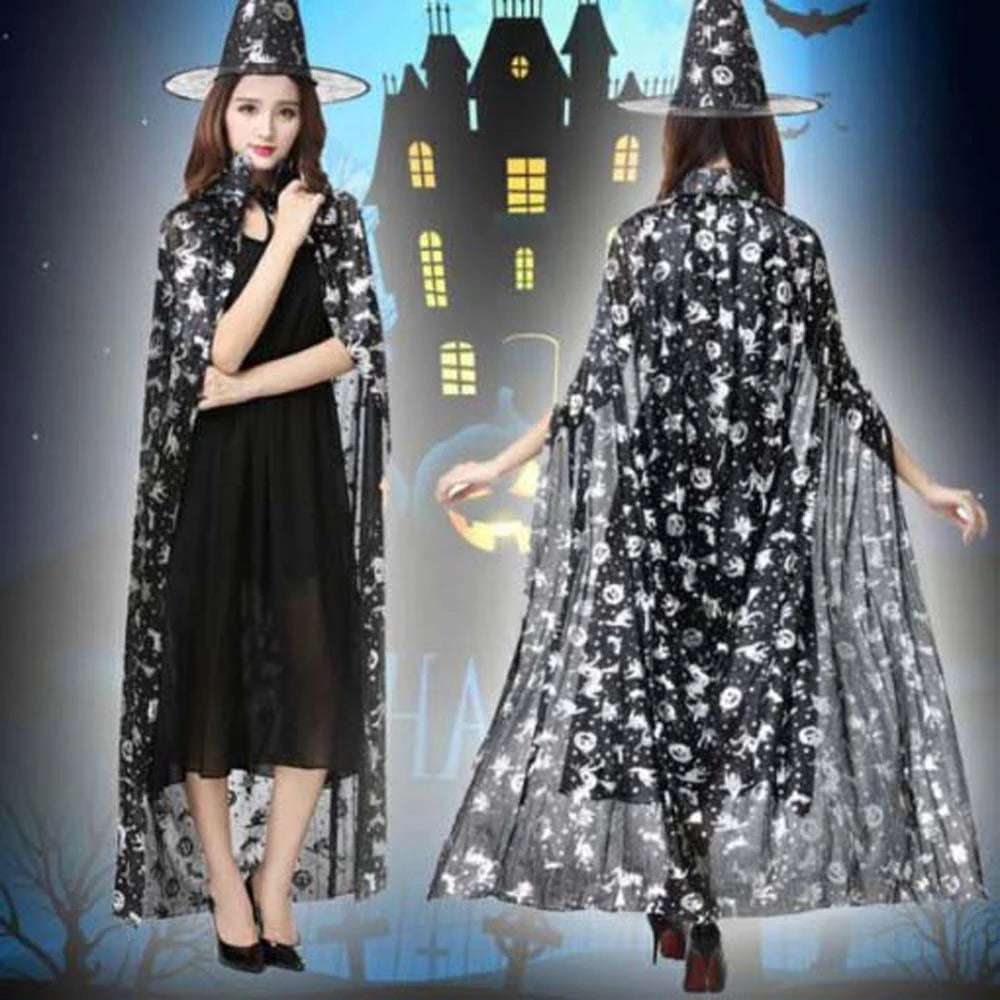 Masquerade Show Performance Costumes Halloween Cloak Sets Pumpkin Ghost Scary Costumes Bat Hat Cosplay Wizard Robe Adult
