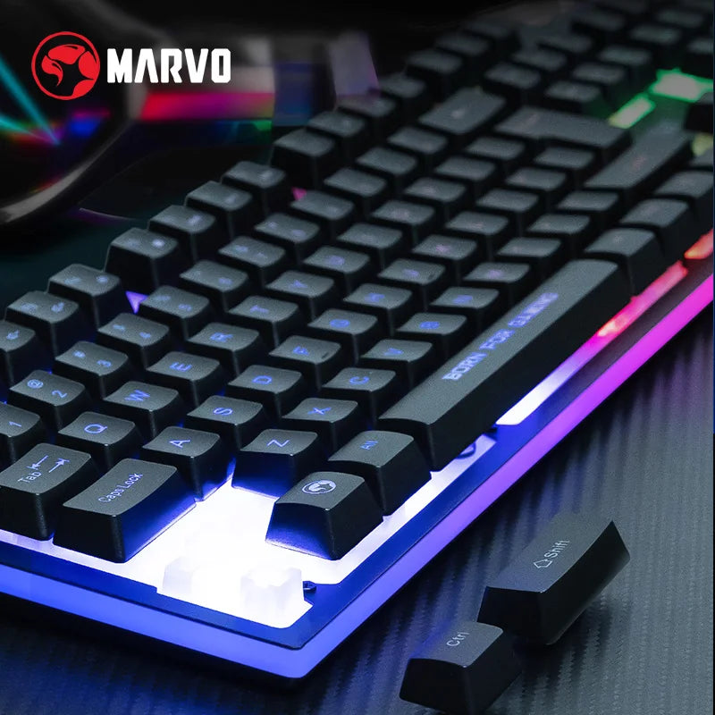 Teclado y ratón para juegos. Incluye teclado, ratón, auriculares y alfombrilla RGB. Juegos de teclado y ratón con cable.