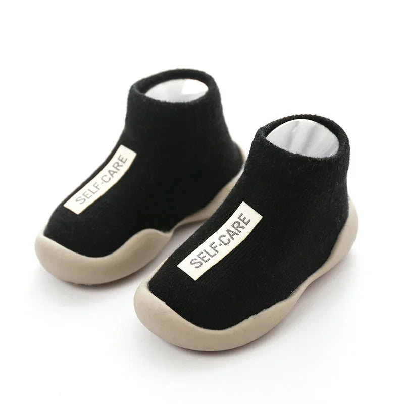 Zapatos para bebés, primeros pasos, para niños y niñas, suela de goma suave antideslizante, zapatos casuales descalzos, botines de punto