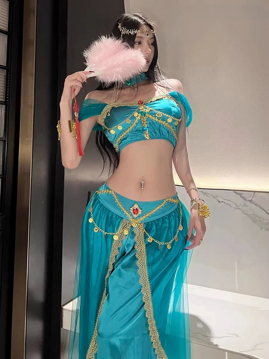 Role Playing Sexy Western Region Dancer Peacock Princess Greek Goddess Costume Hot Egyptian Indian Dancer Exotic Costume Stage