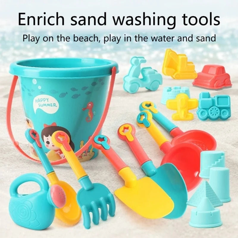 Juguetes de playa para niños, juegos de verano al aire libre, juego de arena, cubo de plástico, regadera, palas, juego de agua para playa, juguetes, herramientas, regalos