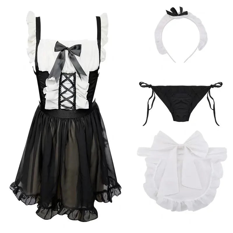 Lolita Anime Sexy Lingerie Maid Cosplay Costume Kawaii Maid Dress Waitress Party Stage Costumes Japanese Porno Club Temptation