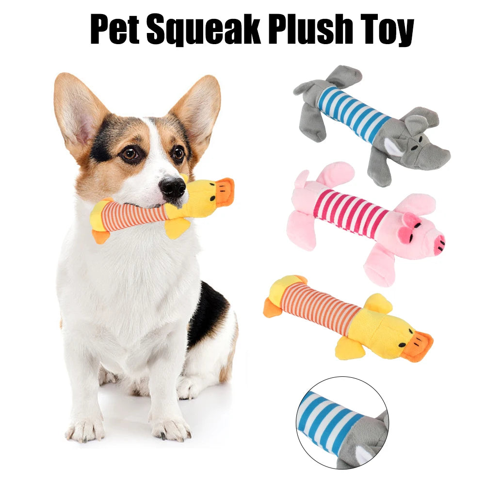 Apto para todas las mascotas, juguetes de lana para perros y gatos, populares muñecos con sonido chirriante para masticar, elefante, pato, cerdo, divertidos juguetes de peluche para mascotas.