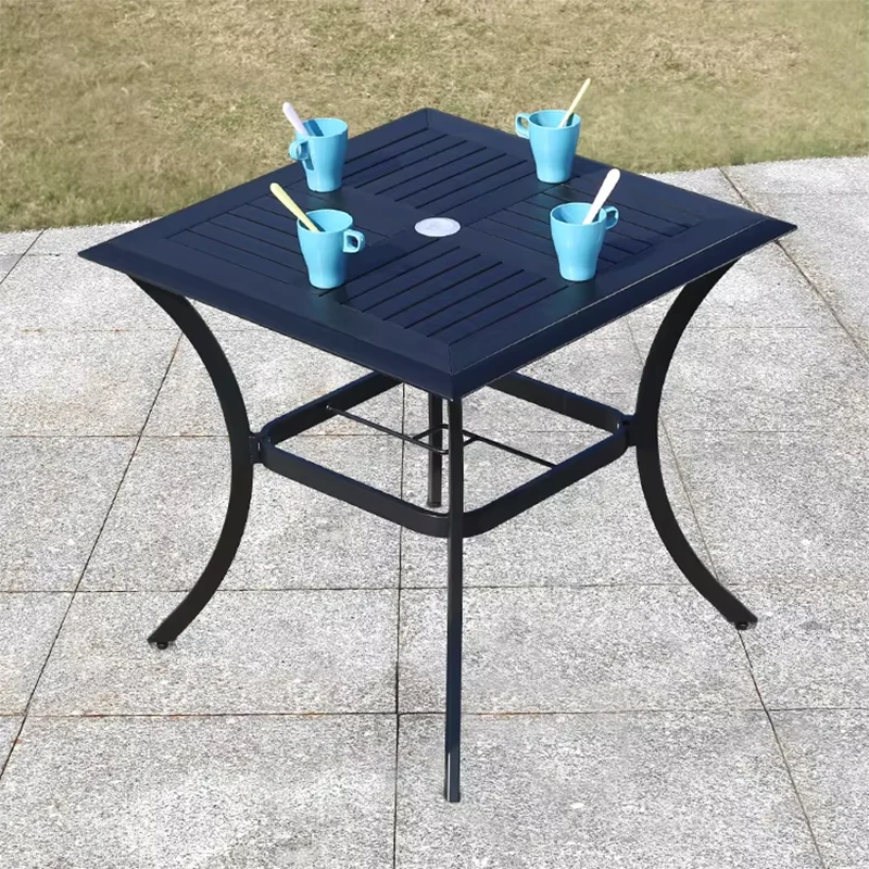 Mesa redonda/cuadrada para exterior, mesa de jardín, mesa de comedor moderna de madera y plástico, mesa larga para exteriores, ocio, patio, villa