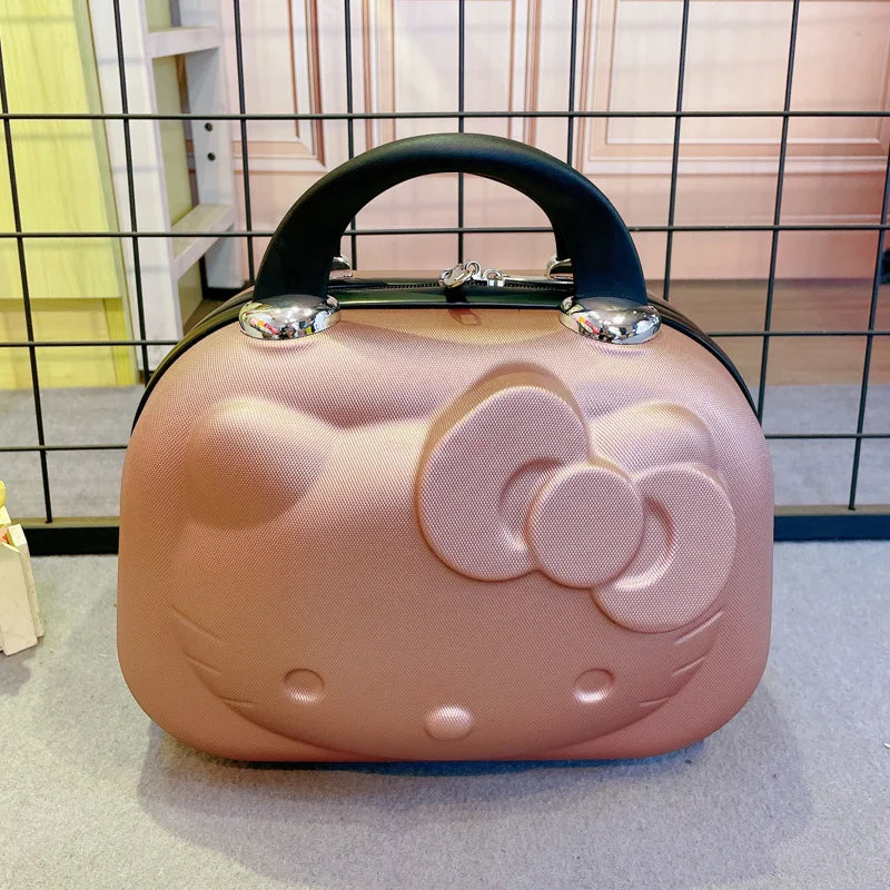 Maleta original de Hello Kitty con dibujos animados, estuche de viaje para cosméticos, gran capacidad, multifuncional, sencilla, con cerradura, bonitos regalos hechos a mano.
