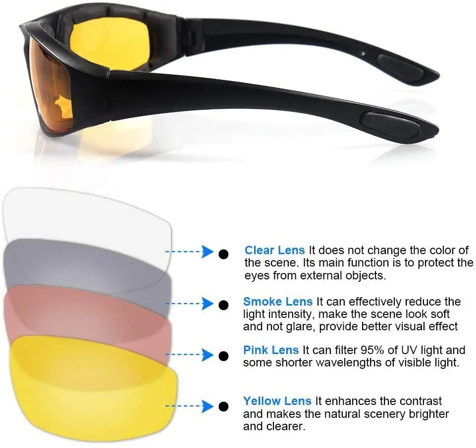 Gafas de protección UV para exteriores, acolchadas, anti-UV, unisex, deportivas, para motociclistas y aventureros.