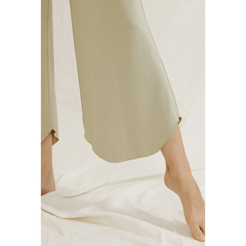 Alpha High Waisted Capri Pants for Women Wide Leg Yoga Pants for Summer Flowy Capris Loose Casual Cropped Dance Pants