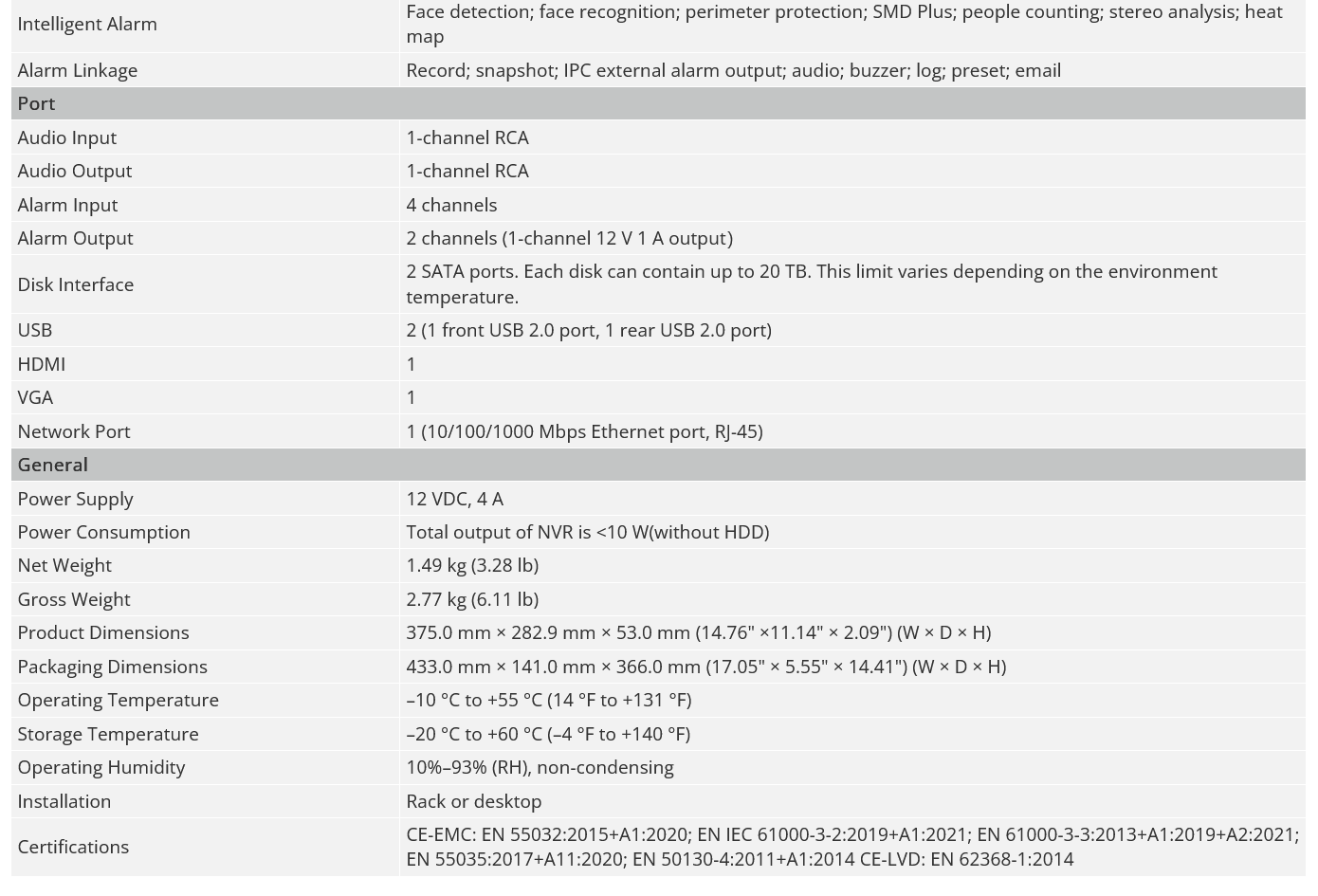 NVR Dahua original NVR4208-4KS3, NVR4216-4KS3 y NVR4232-4KS3, grabador de vídeo en red 4K de 8/16/32 canales, 1U, 2 discos duros, sin puertos PoE.