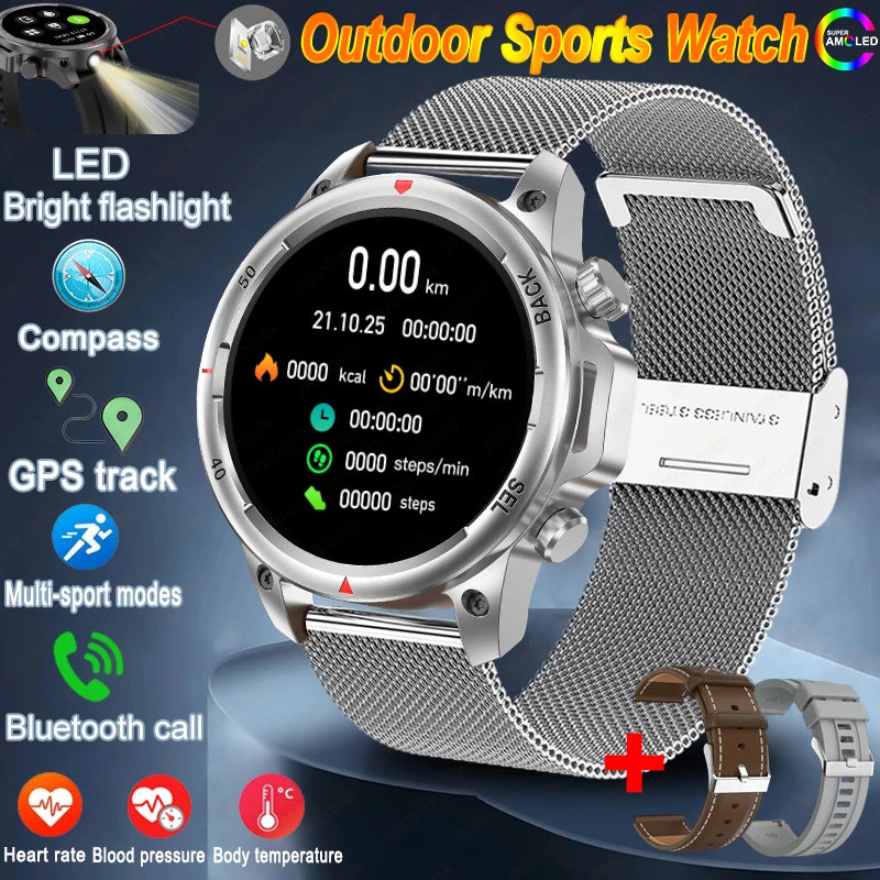 Reloj inteligente deportivo para exteriores Xiaomi, con GPS, linterna, brújula, Bluetooth, llamadas, control del ritmo cardíaco, NFC, resistente al agua, 2025