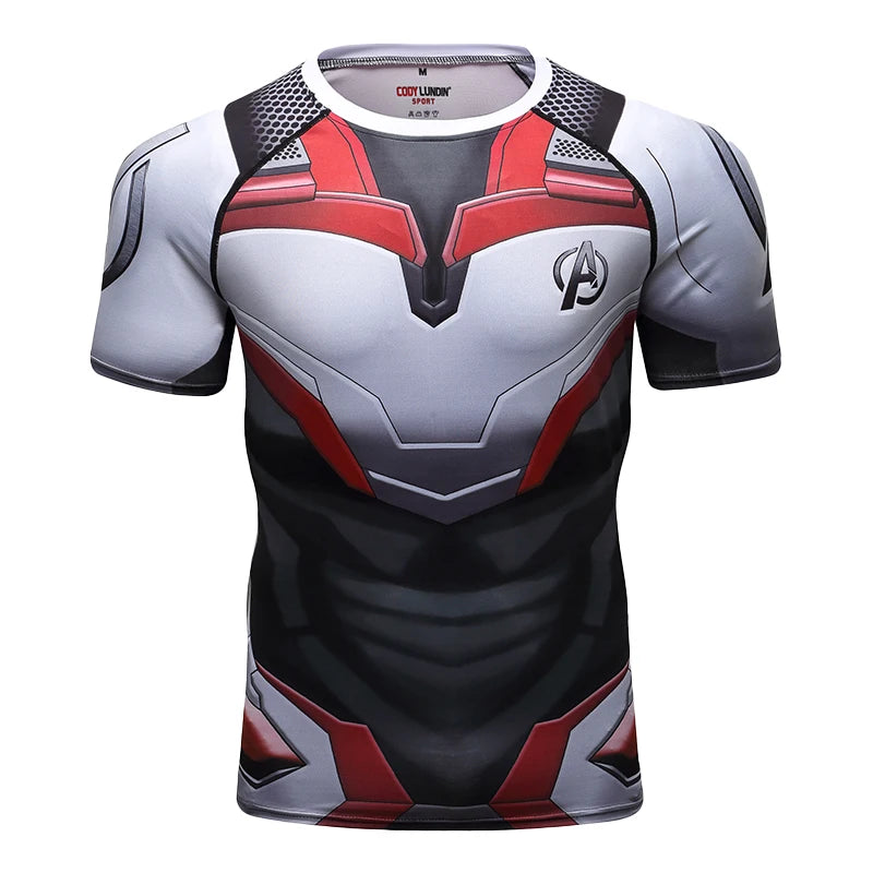 Ropa deportiva Marvel, camiseta de compresión de manga corta para hombre, para entrenamiento, deportes atléticos, fitness, gimnasio, running.