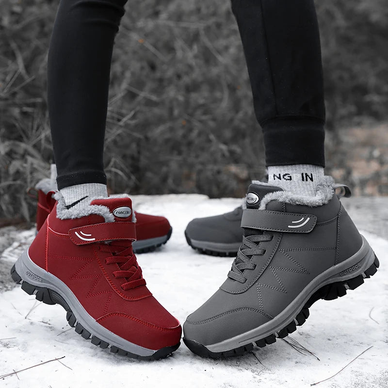 Nuevas botas de invierno para hombre, antideslizantes, para exteriores, para mujer, zapatillas de senderismo, botas de nieve cálidas e impermeables para hombre, botines de felpa unisex.